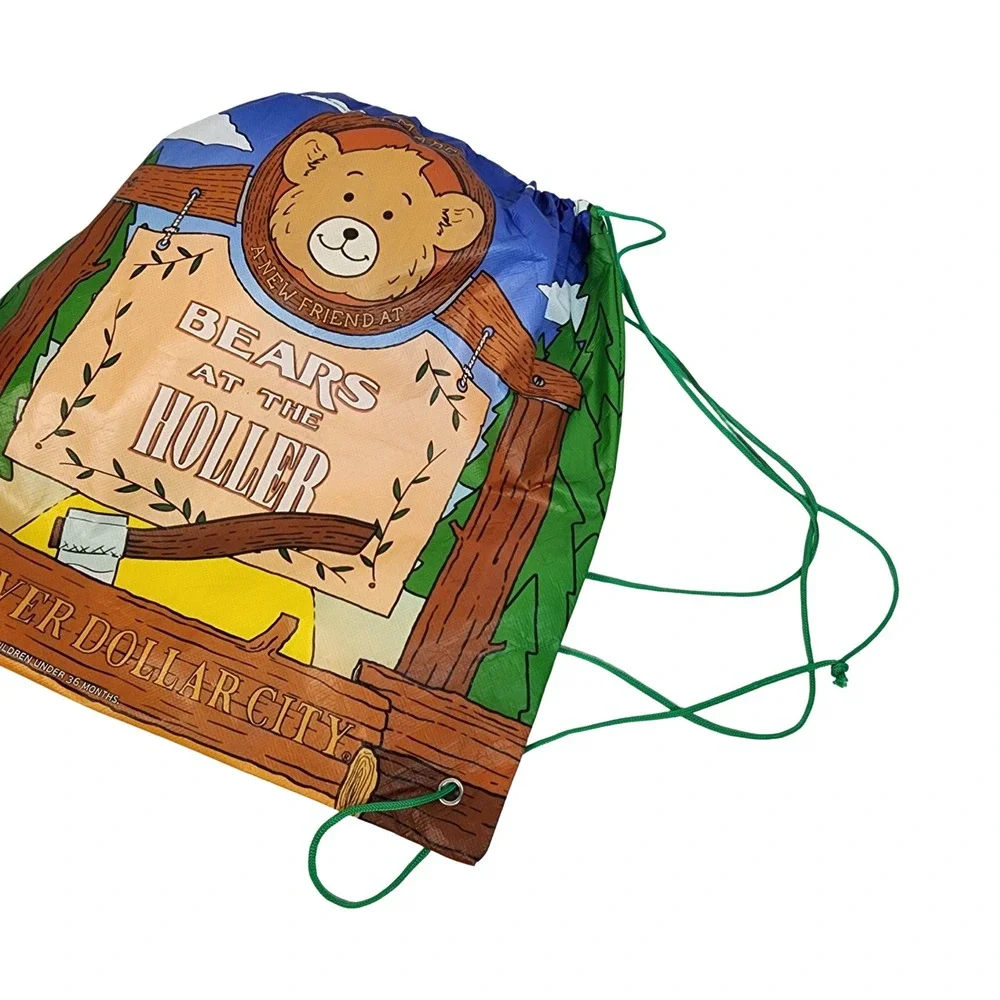 Silver Dollar City Bears at the Holler Drawstring Cinch Bag Souvenir‎ Branson MO
